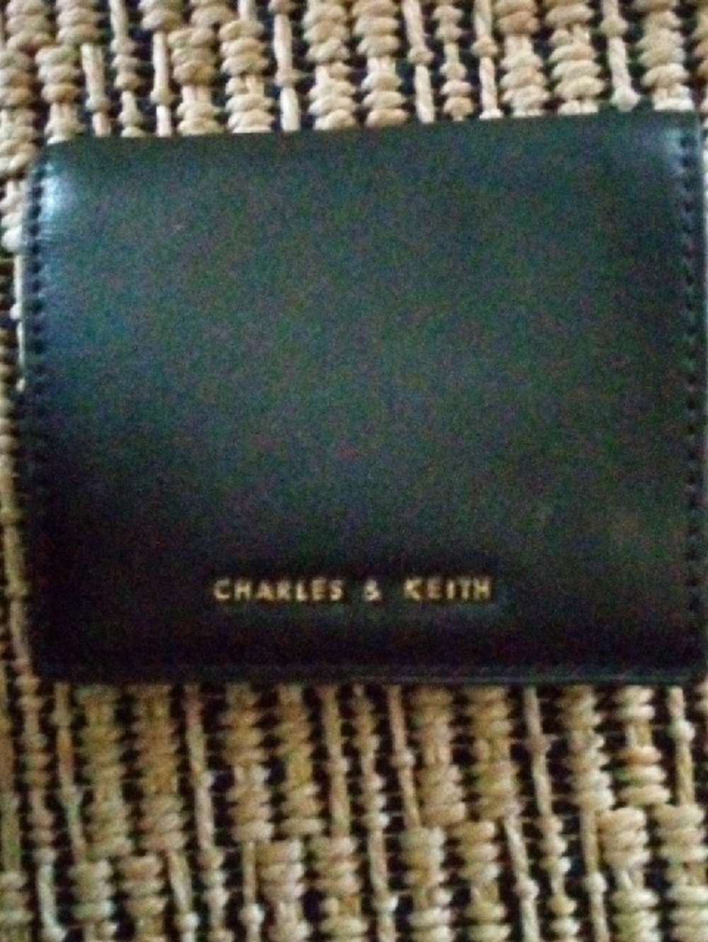 Charles & Keith Black Leather Card Holder with Gold Logo